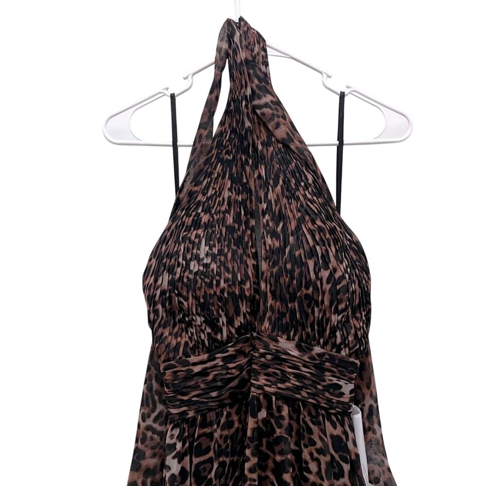 Mac Duggal 67360 Tie Halter Backless Dress Cheetahlicious Size 0 New Mobwife - Picture 3 of 9